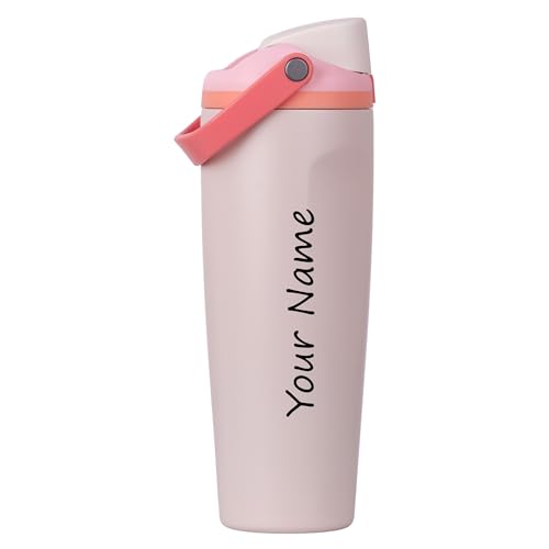 Image of Personalised with Your Name, 1200ml Tumbler with Straw - Handle - Stainless Steel Double Wall Insulated Cup | Leakproof Sipper Mug for Hot - Cold Drinks | Coffee - Water Tumbler (Sparkling Sherbet)