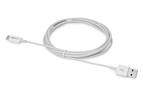 Image of Amazon Basics USB Type-C to USB-A 2.0 Male Charging Cable, 6 Feet (1.8 Meters), White - Pack of 5