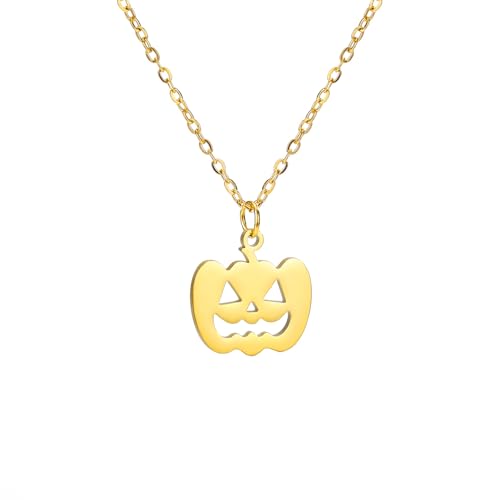 Bijoux d'Halloween citrouille en acier inoxydable pour femmes collier et bague de fête