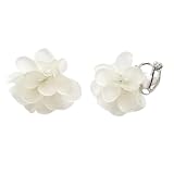 ZENCHEER Flower Clip On Earrings For Women, Fashion Acrylic Floral Earrings No piercing Earrings Summer Earrings Jewelry Gift (White)