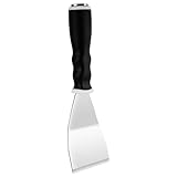 Mister Rui Bent Heavy Duty Scraper, 3' Bent Scraper with Pole Socket Hammer End, Stainless Steel Bent Blade with Anti Slip Rubber Handle, Heavy Duty Paint Remover Scraper Tool
