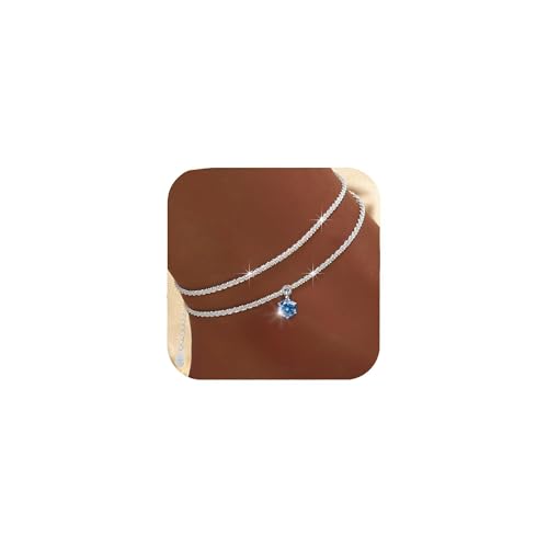 Ankle Bracelets for Women, Dainty Layered Waterproof Anklet for Women Adjustable Womens Anklet Set Stackable Diamond Link Anklets Beach Jewelry for Women