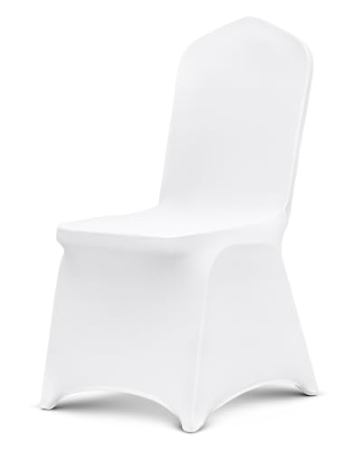 VEVOR Stuhlhussen aus Polyester-Spandex 105 STK. Weiß, Abnehmbare & Waschbare & Dehnbare Stuhlüberzüge, Universell Passend für Esszimmer Partys Hochzeiten Bankette, Stuhlhüllen Stuhlbezüge