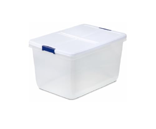 Caneca de basura plástica 66 qt blanco y azul, pack 6
