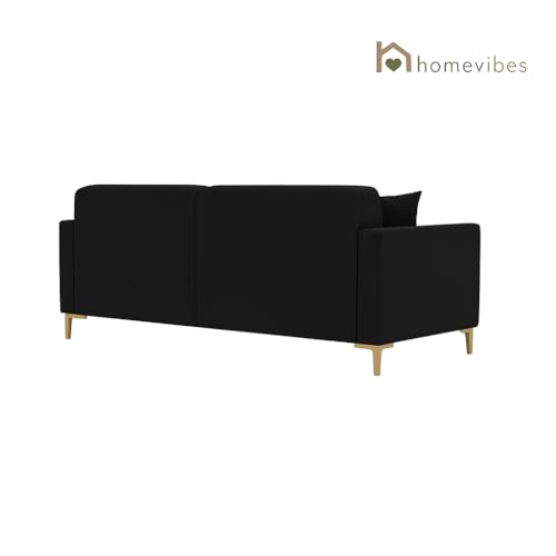 Image of 3+2 Seater Velum Fabric Sofa Set for Living Room, Modern Design with High Density Foam, Solid Wood Frame, Ergonomic Comfortable Seating for Home & Office (Black, 2 Seater) | Soft foam comfort, Strong wood frame