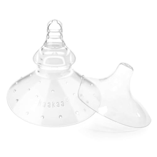 Image of haakaa Nipple Shield Combo 2PCS for Breastfeeding & Latch Support with Case | Soft Silicone Nipple Shields Support Latch Issues and Comfort, Round Base & 24mm Ultra-Thin Combo for Breastfeeding Newborn