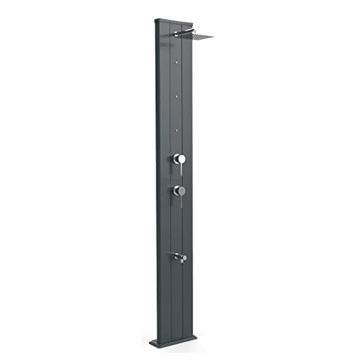 Arkema Design Ducha Tradicional En Aluminio Con Lavapies Temporizado Y Deviator, Nebulizadores. Ducha Con Diseño Recto Dada S Antracita D455/7016