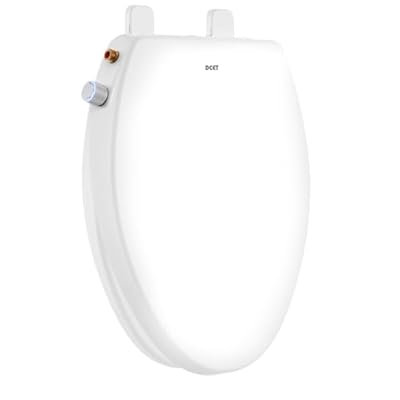 DCET Bidet Toilet Seat Elongated – Non-Electric with Soft Close Toilet Seat, Dual Nozzles for Front & Rear Wash, Adjustable Water Pressure, Brass Inlet, No-Tool Installation – Elongated Bidet Seat