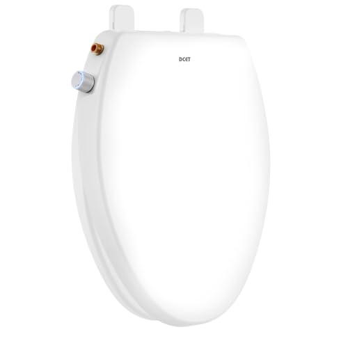 Non-Electric Elongated Bidet Toilet Seat with Dual Nozzle - Front & Rear Wash, Quiet-Close Lid, Adjustable Pressure, Easy Installation, Hygienic Fresh Water Bidet (Elongated)