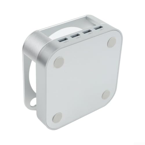 Base compacta de aleación plateada para Mac mini con estación de acoplamiento de aluminio 6
