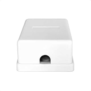 NECABLES Phone Jack Surface Mount Dual Port Telephone Jack Box 4 Screw Terminals to 2 RJ11 6P4C Female White