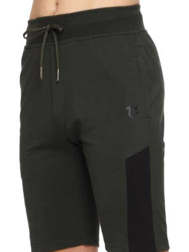 Image of MARK LOUIIS Men's Cotton Blend Shorts with 2 Zipper Pockets + 1 Back Pocket | Lightweight Breathable Casual Shorts | Elastic Waist Comfortable Fit | Multi-Color | M to 7XL