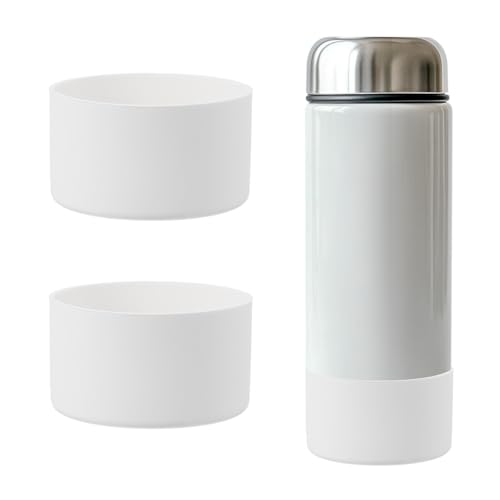 YELARXI Tumbler Boot Silicone Anti-Slip Protective Sleeve Bottom Water Bottle Accessories, 3 Inch Diameter Fit for Stainless Steel Sports Vacuum Flask - 12-40oz (2 Pack, White)