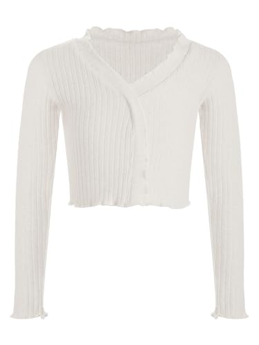 TiaoBug Kids Girls Long Sleeve Ballet Dance Wrap Tops Cardigan Shrug Sweater Dance Warm Up Practice Cover Up