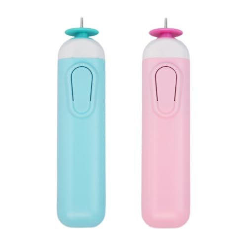 2PCS Electric Quilling Pen Electric Slotted Tool Electric Quilling Pen Automated Paper Volume Curling Pen for Paper Rolling Crafts General Quilling Paper Strips and Wider Paper Strips (Blue&Pink)