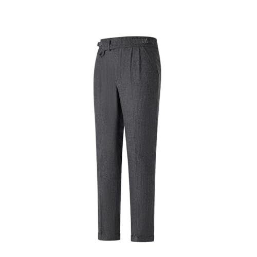 Image of Men's Herringbone Tweed Dress Pants Regular Fit Vintage Wool Trousers