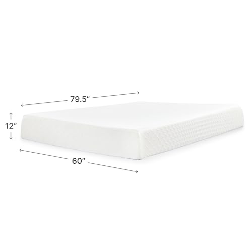 Signature Design by Ashley Chime Memory Foam 12" Queen Mattress with Thick Memory and Support Foam for Pressure Relief, Fiberglass Free, Mattress In A Box