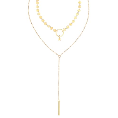 Komomomi Lariat Gold Necklace for Women Y Lariat Body Chain Choker Necklace Gold Layered Long Necklaces Summer Beach Jewelry (Style)