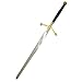 Medieval Warrior Fantasy Claymore Real Sword with Black Leather Sheath (Black)