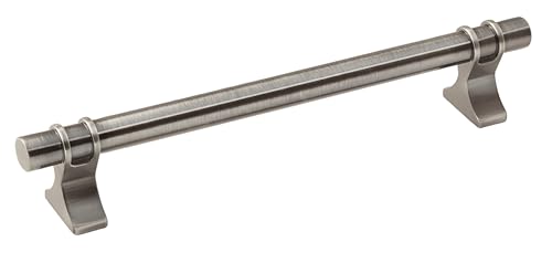 Image of Amerock | Cabinet Pull | Gunmetal | 6-5 /16 inch (160 mm) Center to Center | Davenport | 1 Pack | Drawer Pull | Drawer Handle | Cabinet Hardware