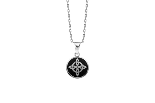 Pendentif noeud de sorcière argent 925 émail noir, cadeau talisman idéal