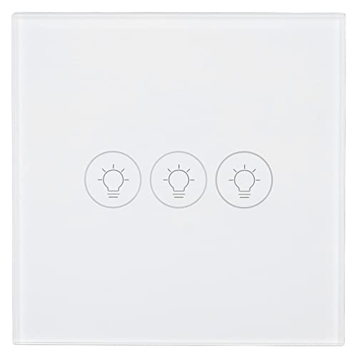 aqxreight Interruptor de Luz Táctil WiFi Control de Voz Interruptor Táctil de Pared Inteligente Regulable con Temporizador para 90?250V que Garantiza un Plazo e Ingenioso Hermoso ABS + Controlador