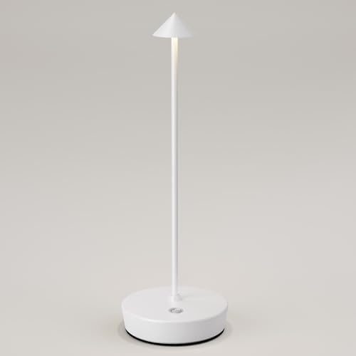 SLSMD Lámpara de mesa inalámbrica LED recargable regulable 6000 mAh 3 modos de luz uso interior/exterior batería larga duración portátil USB-C lámpara de mesa (Blanco)