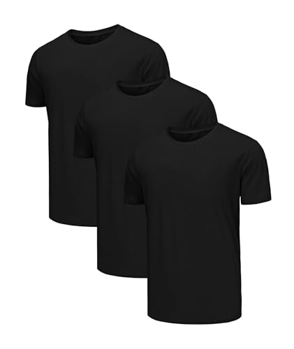 Zoofly T Shirts for Men Cotton Multipack Regular Fit Round Neck Mens T-shirts Short Sleeve Classic Solid Undershirt Tee Tops M Black