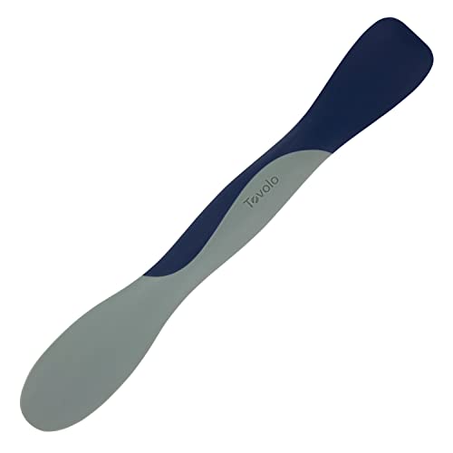 Image of Tovolo Mini Scoop and Spread Tool for Kitchen Meal Prep Small Sandwich Spreader Spatula for Peanut Butter Jelly, Silicone BPA Free Dishwasher Safe Scooper Spreader, Deep Indigo and Oyster Gray