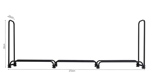 QUICK STAR Metall Kaminholzregal Anthrazit 272 x 25 x 95 cm Garten Kaminholzunterstand 1, 0 m³/ 1, 5 SRM Stapelhilfe-2