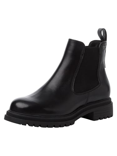 Tamaris Botines Chelsea para Mujer, Piel, Gore Tex, Negro, 38 EU