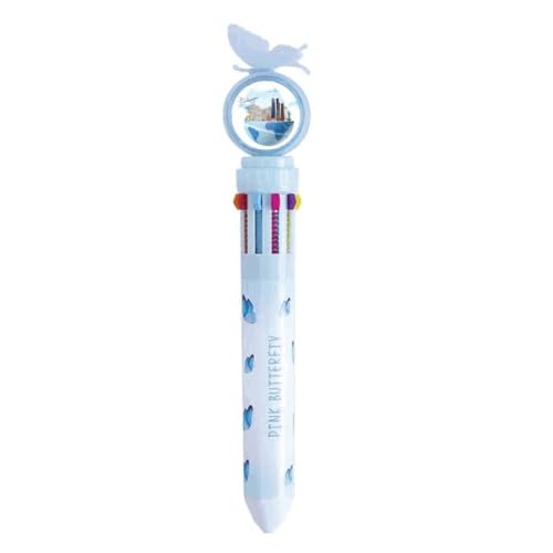 Stylo à bille rétractable multicolore avec décors imprimés de sommets et d'avions