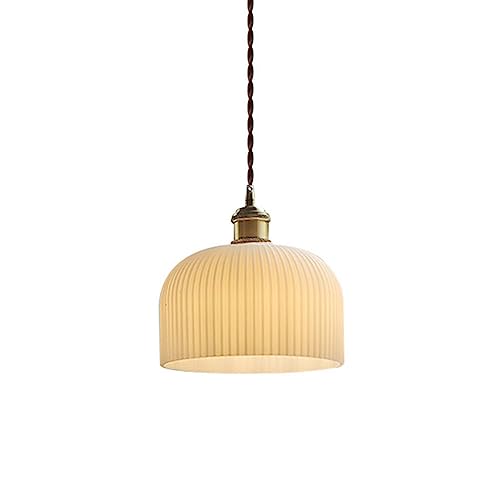 Lampe suspendue rétro fait main en verre et cuivre raffiné