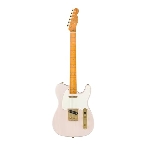 Squier Classic Vibe 50s 6-String Right-Handed Telecaster Electric Guitar with Pine Body, Maple Fingerboard, and String-Through-Body Design (White Blonde)