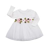 Zukmuk Mädchenkleider Langarm Mädchenkleid Kinder Kleid Mädchen Hochzeit Prinzessin Kleid Mädchen Taufkleid Baby Mädchen Kleid Langarm Weihnachtskleid (80, Weiß A)
