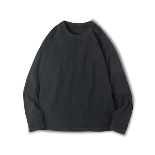 Mens American Workwear 300G Heavyweight Cotton Bottom Shirt Solid Long Sleeved T Shirt