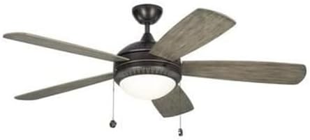 Monte Carlo 5DIO52AGPD Discus Ornate 52" Ceiling Fan with LED Light and Pull Chain, 5 Blades, Aged Pewter