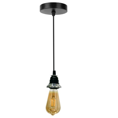 Image of Ceiling Hanging Light Stainless Steel 304 & Black Pendant for Dining Table, Living Room, Bedroom, Restaurants, Offices, Cafes, Hotels. E27 Bulb Type. (Bulb Not Included) (SS 304)