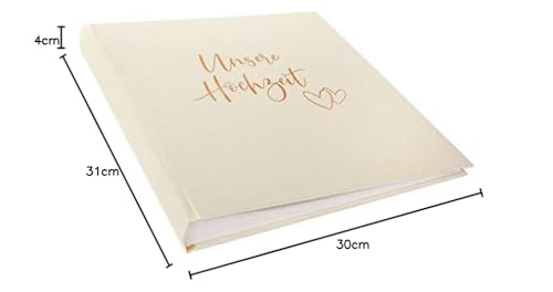 goldbuch 08 174 Hochzeitsalbum, Fotoalbum mit 60 weißen Seiten und Pergamin, Erinnerungsalbum mit Roségold, Album veredeltes Papier in Satinoptik, Herzklopfen mit Prägung, ca. 30 x 31 x 4 cm