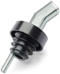 AME D'ESSENCE - Juego de 12 vertedores de licor de flujo libre de plástico con cuello negro, boquillas de barra que no gotean