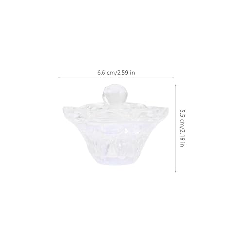 2 vasos octagonales de cristal para manicura con tapa miniatura 2