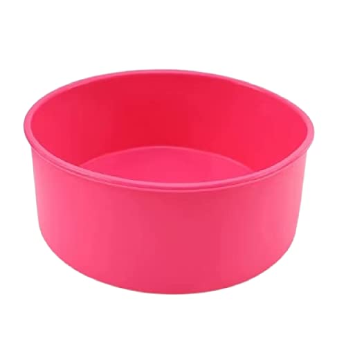 WATAWATA 6 Inch Silicone Cake Tins Cake Moulds Reusable Baking Cases Muffin Molds Cups Trays for Air Fryer of Muffins Puddings Bread (Red, 6 inch)