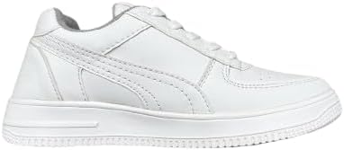Men’s Colour Casual Sneakers – Classic Solid White Lace-Up Shoes for Men, Comfortable Cushioned Sole, Lightweight Everyday Wear Sneakers for Jeans, Office Casual & Daily Outfits