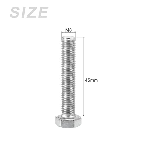 Image of METALLIXITY Hex Head Screws Bolts, Nuts, Flat & Lock Washers Kits (M8-1.25x45mm) 10 Set, Stainless Steel Fully Threaded Machine Screws Bolt Set - for Home Appliance Equipment
