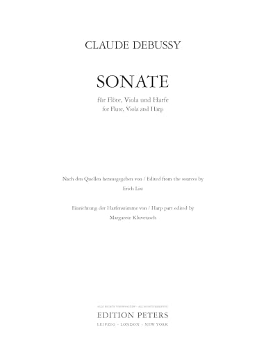 Debussy: Sonata for Flute, Viola and Harp (Set of Parts)