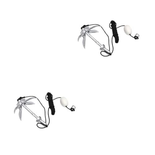 ibasenice 2pcs 4 Compact Folding Anchor Marine Kayak Anchor Rope for Canoes Sailboats Random Color