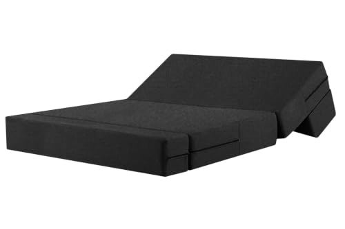 Image of Rosebell Lightweight Foldable 2-Person Sofa Cum Bed Jute Fabric- Washable Cover- Including Cushion - Size 4' X 6' Ft (Black) Perfect for Home & Office