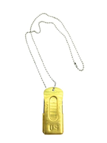 Reproduction WWII Paratrooper Clicker Retro US Outdoor Soldier Combat Signaler Replica of WW2 D-Day Brass Signal Whistle With Neck Chain