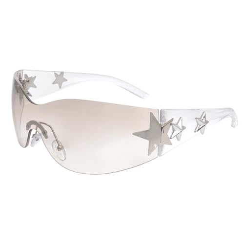 Nydotd Rimless Y2K Sunglasses Wrap Around Trendy Glasses for Women Men Frameless Sun Glasses 2000S Fashion Cool Shield Shades