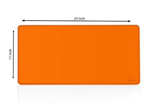 Image of Desk Mat 60x30 cm (11 x 23 inch) Orange | Large Mouse Pad for Office Computer Laptop Keyboard | Waterproof Anti-Slip Rubber Base Desk Mat
